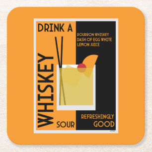 Whiskey Sour Cocktail Napkin Square Paper Coaster