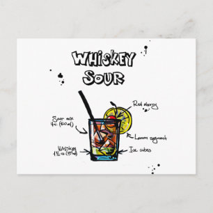 Whiskey Sour Cocktail Recipe Postcard