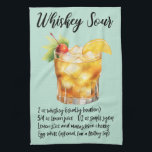 Whiskey Sour Cocktail Recipe Tea Towel<br><div class="desc">Kitchen Towel
Whiskey Sour Cocktail Recipe
Home Living
Unique Decor
Customisable Colour</div>