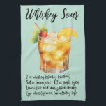 Whiskey Sour Cocktail Recipe Tea Towel<br><div class="desc">Kitchen Towel
Whiskey Sour Cocktail Recipe
Home Living
Unique Decor
Customisable Colour</div>