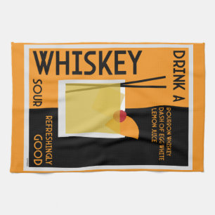 Whiskey Sour Cocktail Tea Towel