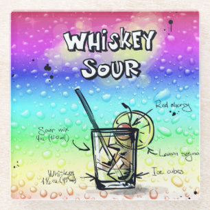 Whiskey Sour Drink Recipe Glass Coaster