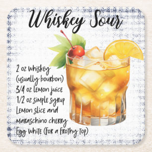 Whiskey Sour Square Paper Coaster