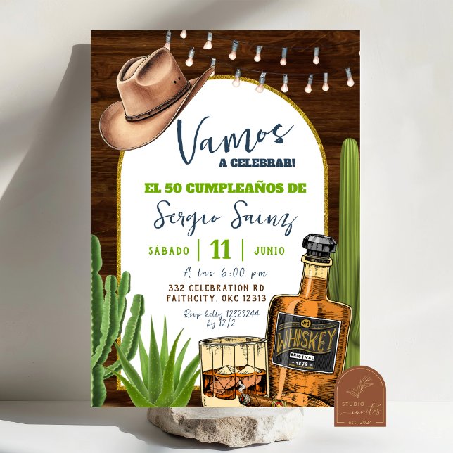Whiskey Spanish Cowboy Birthday Invitation (Creator Uploaded)