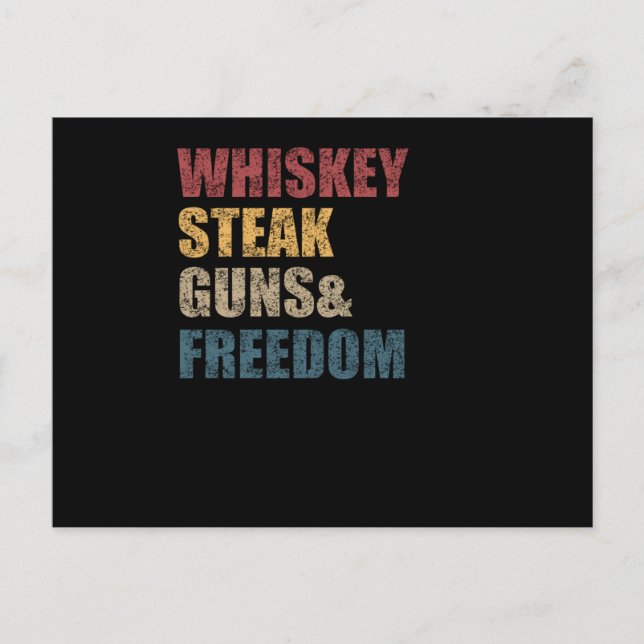 Whiskey Steaks Guns And Freedom USA Flag Postcard (Front)