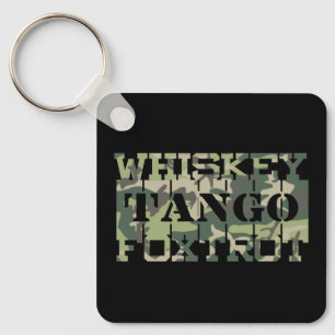Whiskey Tango Foxtrot WTF Green Camouflage Key Ring