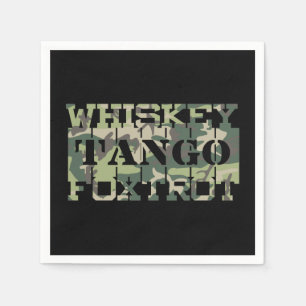 Whiskey Tango Foxtrot WTF Green Camouflage Napkin