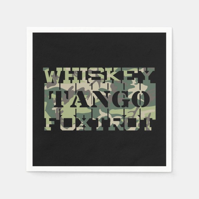 Whiskey Tango Foxtrot WTF Green Camouflage Napkin (Front)