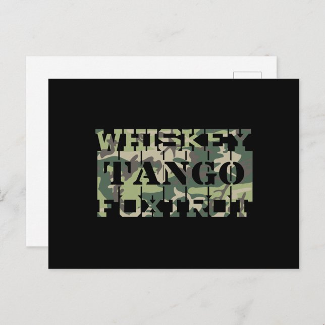 Whiskey Tango Foxtrot WTF Green Camouflage Postcard (Front/Back)