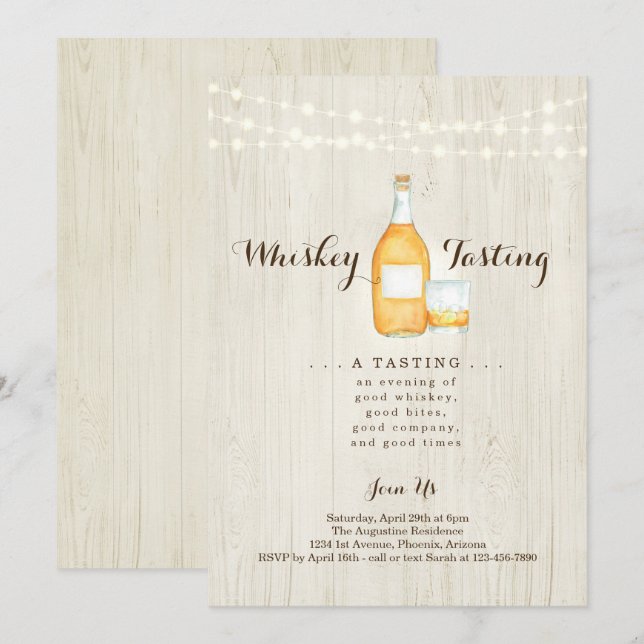 Whiskey Tasting Party Invitation (Front/Back)