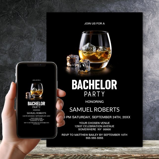 Whiskey Theme Bachelor Party Invitation (Creator Uploaded)