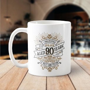 Whiskey Vintage Mens 90th Birthday Coffee Mug