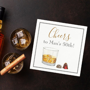 Whiskey Watercolor Chocolate Truffles Birthday Napkin