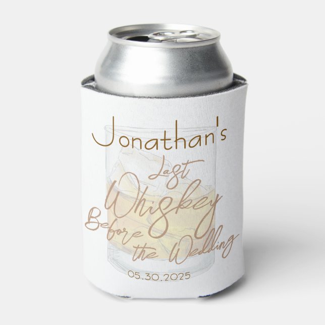 Whiskey Wedding Bachelor Party Can Cooler (Can Front)