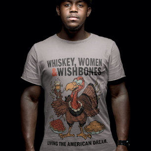 Whiskey, Women & Wishbones - Thanksgiving Drinking Tri-Blend Shirt