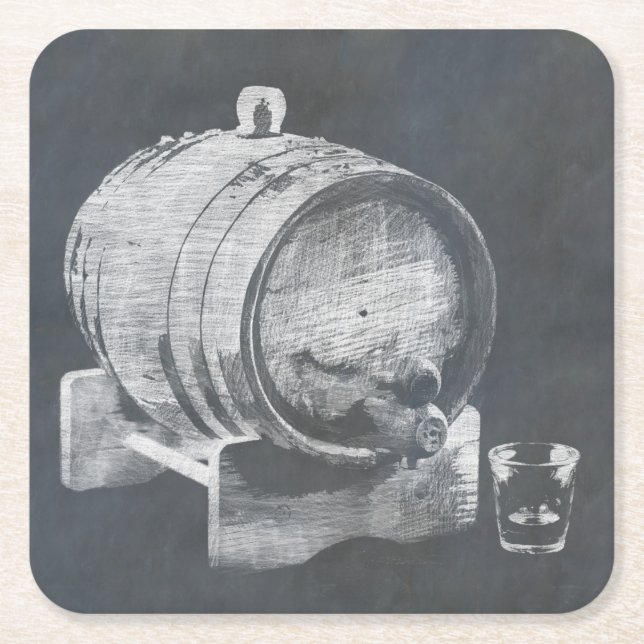 Whisky Barrel Square Paper Coaster (Front)