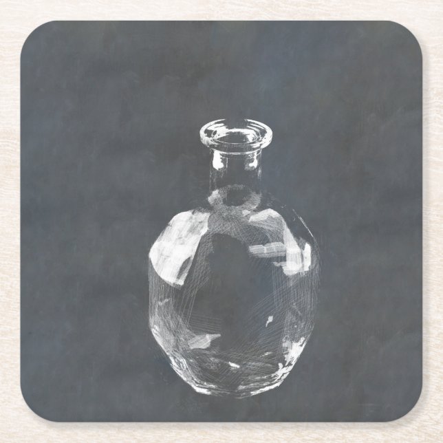 Whisky Bottle Square Paper Coaster (Front)