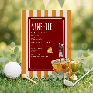 Whisky Golf Themed 90th Birthday Invitation