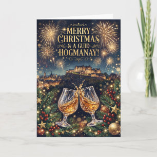Whisky Toast Hogmanay Scottish Christmas Card