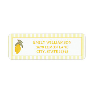 Whismical Stripe Yellow Lemon Return Address Label