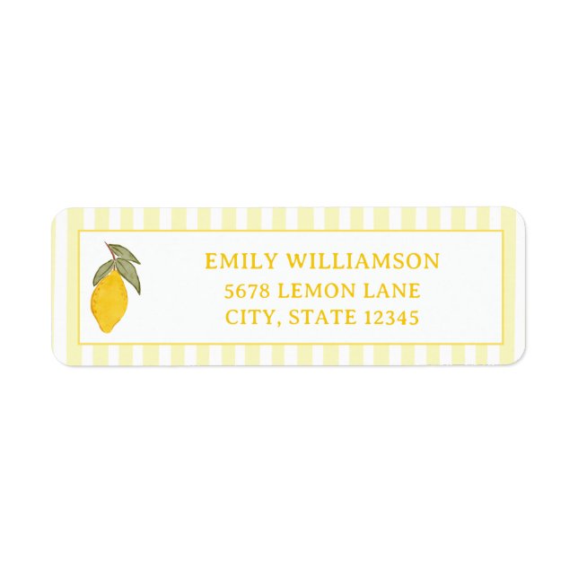 Whismical Stripe Yellow Lemon Return Address Label (Front)