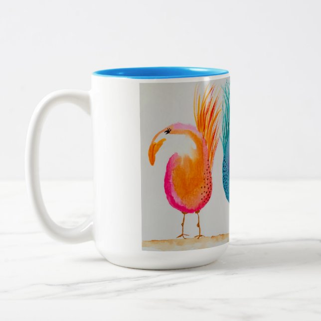 Whismy Birds!  Colourful Mug w/ watercolor  (Left)