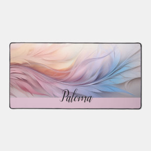 Whisper of Dawn: Pastel Feather Flow Desk Mat