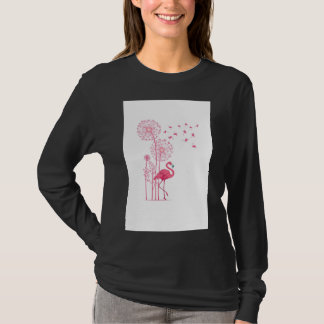 Whisper of Pink Dreams – Flamingo & Dandelion Fant T-Shirt