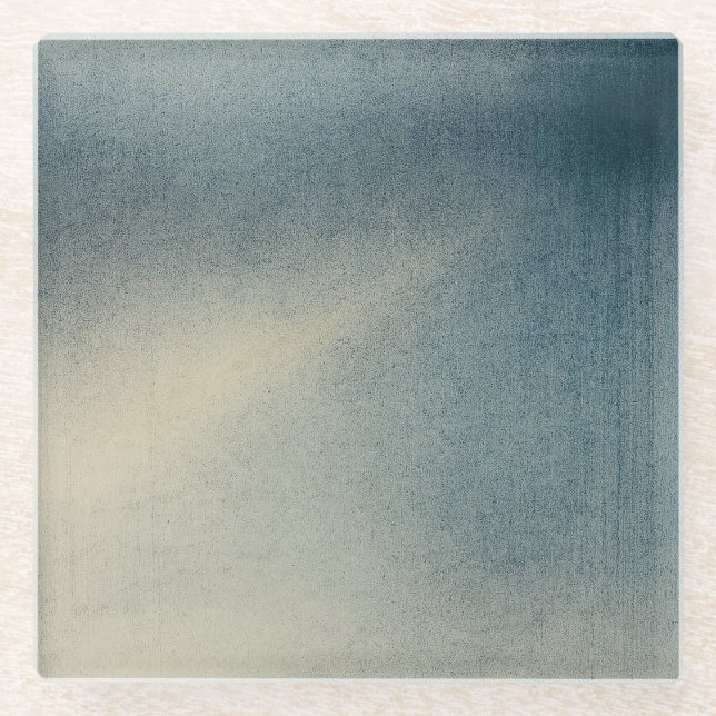 Whisper of the Rainlight Pt2 Japandi Blue Glass Coaster (Front)