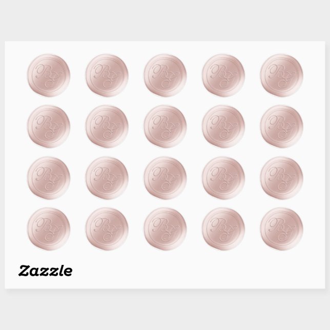 Whisper Pink Double Monogram Wax Seal Stickers (Sheet)
