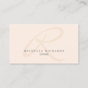 Whisper Pink Elegant Minimalist Monogram Business Card