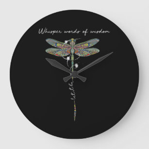 Whisper Words Of Wisdom Brocade Dragonfly Large Clock
