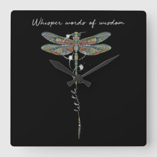 Whisper Words Of Wisdom Brocade Dragonfly Square Wall Clock