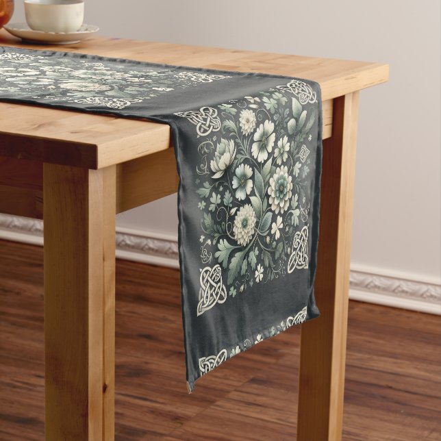 Whispered Clover Knotwork Garden Short Table Runner (In Situ)