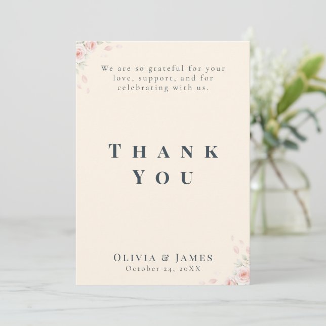 Whispered Petals Minimalist Elegant  Thank You Card (Standing Front)