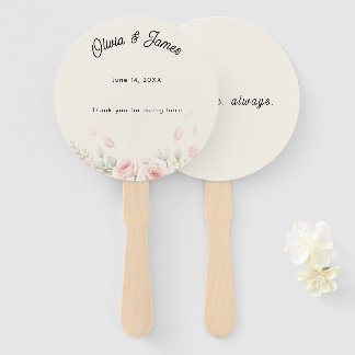 Whispered Petals Round Elegant Minimalist Wedding Hand Fan