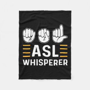 Whisperer. Asl Awareness Hand Sign Language Deaf P Fleece Blanket