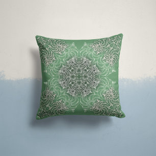 Whispering Blooms in Forest Green Cushion