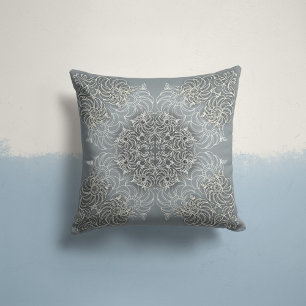 Whispering Blooms in Slate Grey Cushion