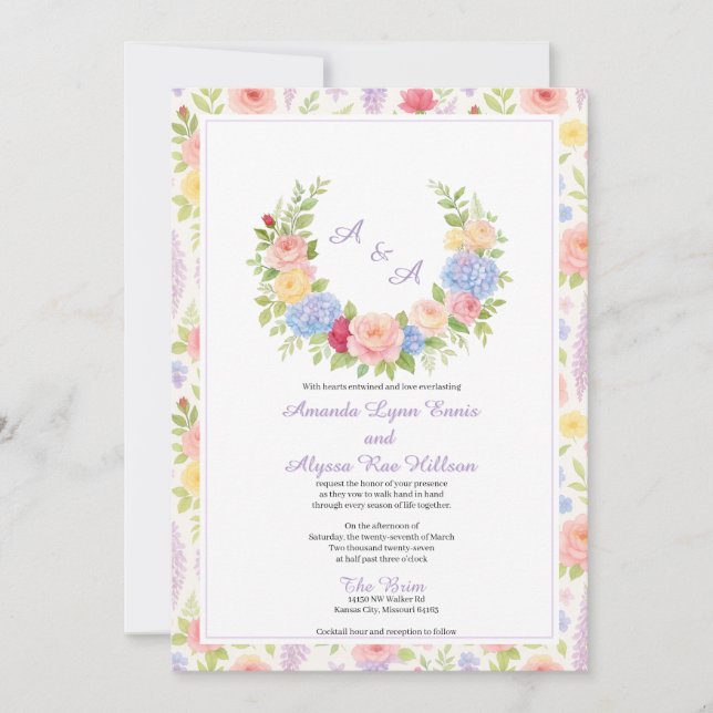 Whispering Blooms Invitation (Front)