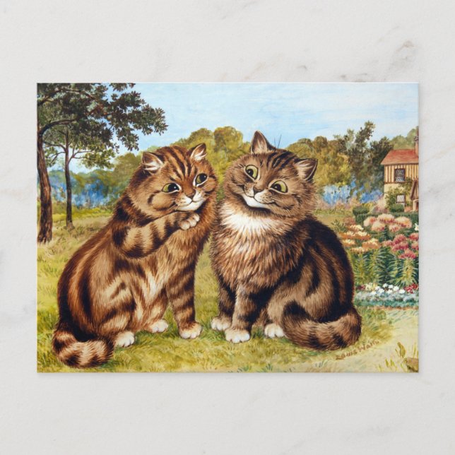 Whispering Cat, Louis Wain Postcard (Front)