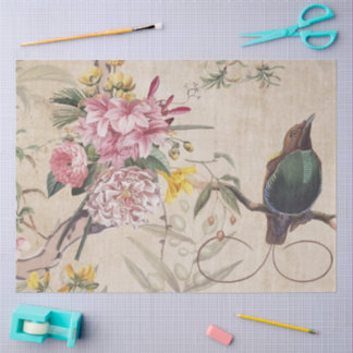 Whispering Garden Bird – Vintage Floral Decoupage Tissue Paper
