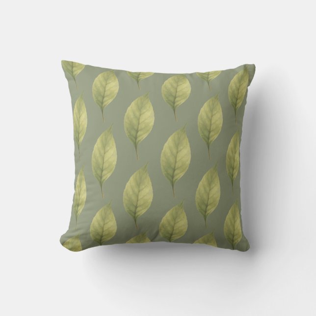 Whispering Leaves Sage Cushion (Front)