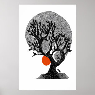 Whispering Leaves Wall Art Modern Tree Silhouette