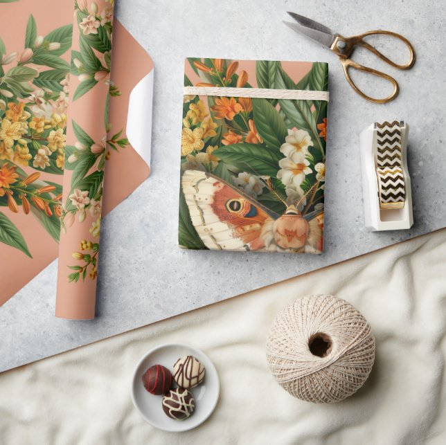 Whispering Meadow Moth Single Wrapping Paper (Crafts)