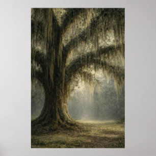 Whispering Oak   Moody Southern Landscape   Poster