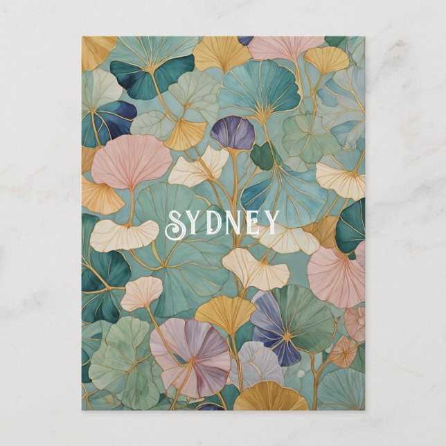 Whispering Pastel Gingko Postcard (Front)