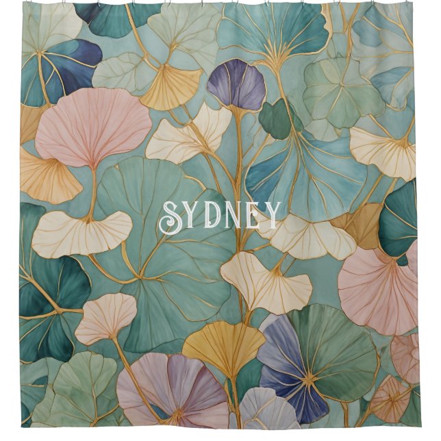 Whispering Pastel Gingko Shower Curtain (Front)