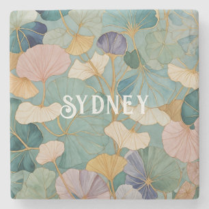 Whispering Pastel Gingko Stone Coaster