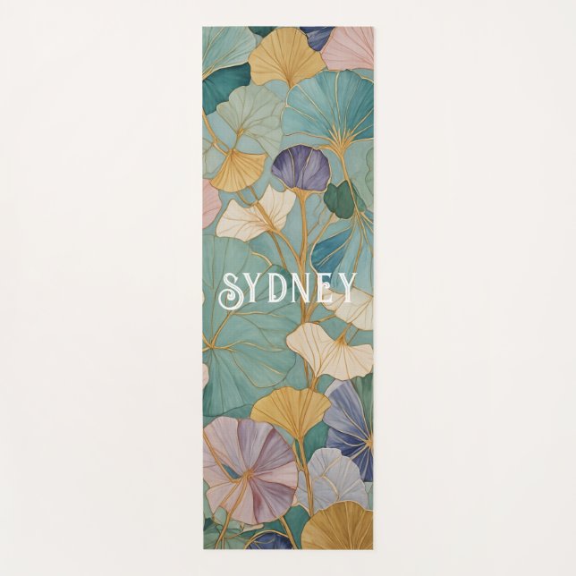 Whispering Pastel Gingko Yoga Mat (Front)